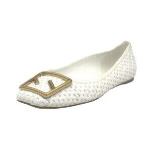 Sarto Flexa Amaya White Fabric Basketweave Upper Ballet Flats Size 7.5
